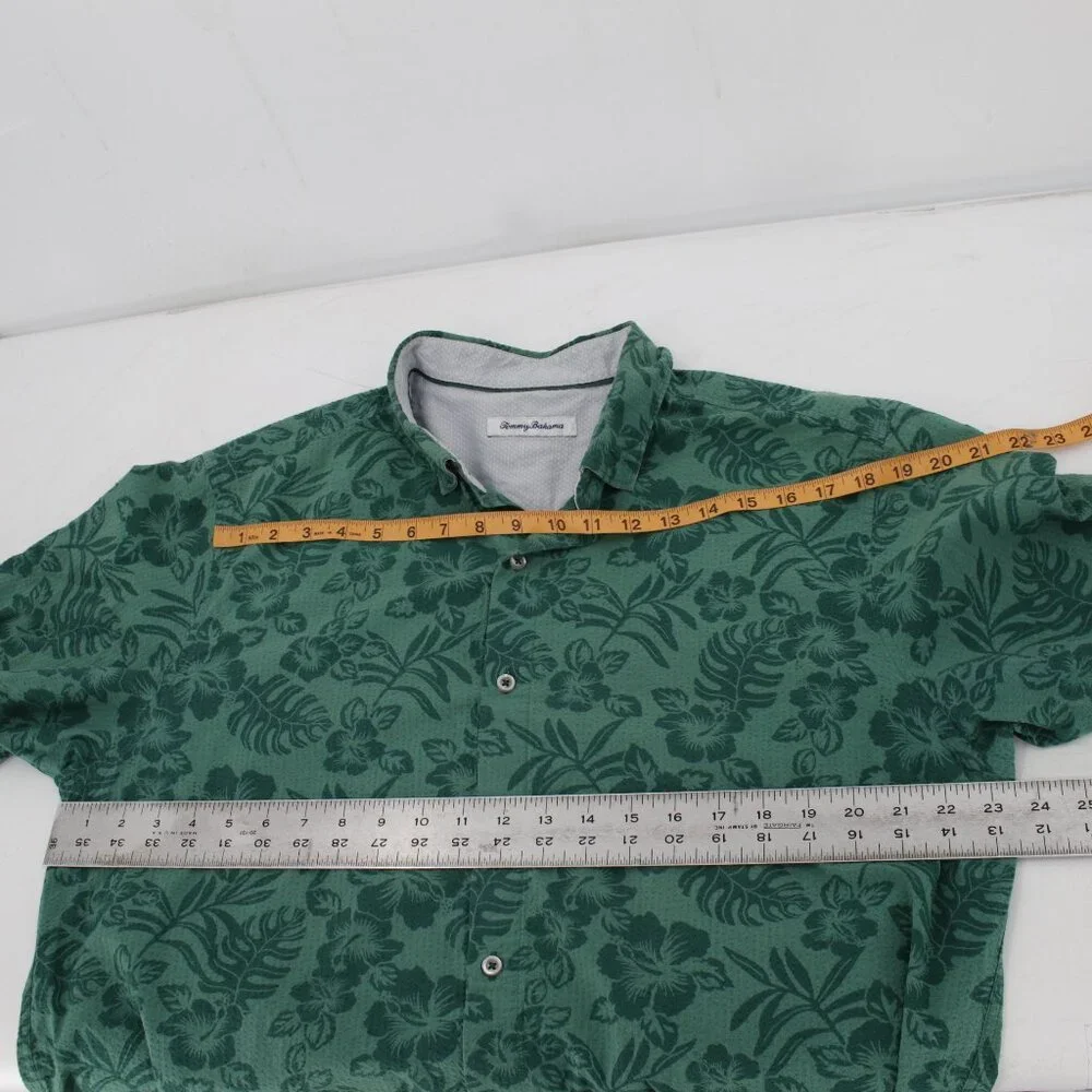 Tommy Bahama Shirt Mens Large Tropical Print Pima Cotton seersucker pucker camp